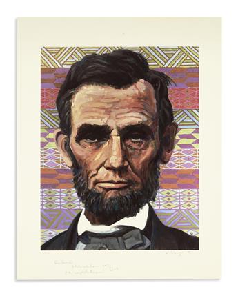 (PRINTS--MODERN.) Group of 13 modern prints of Lincoln by notable artists.
